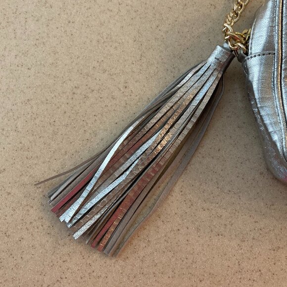Victoria's Secret Metallic Snakeskin Crossbody Bag with Tassel and Gold Chain - Picture 6 of 12